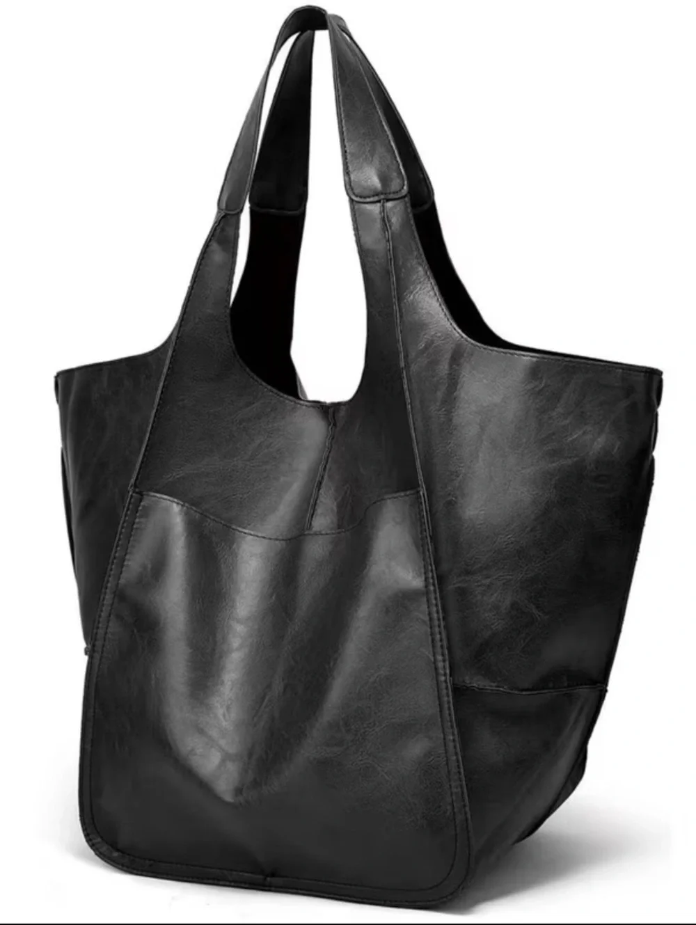Oversized black slouch tote bag